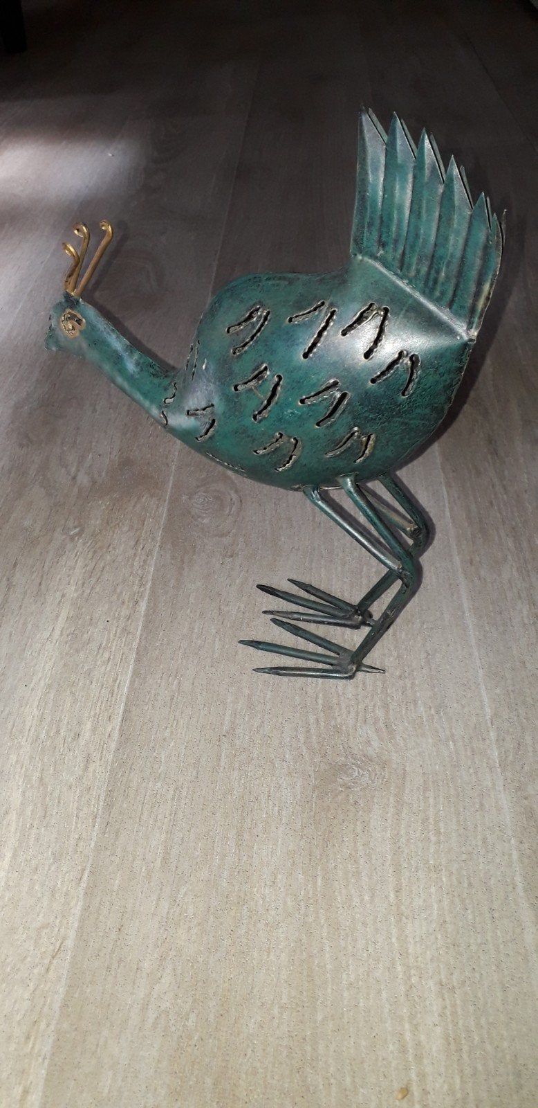 metalen groen met goud vogel, Ophalen, Metaal