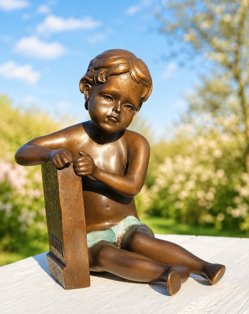 ZITTENDE ENGEL / bronzen beeld