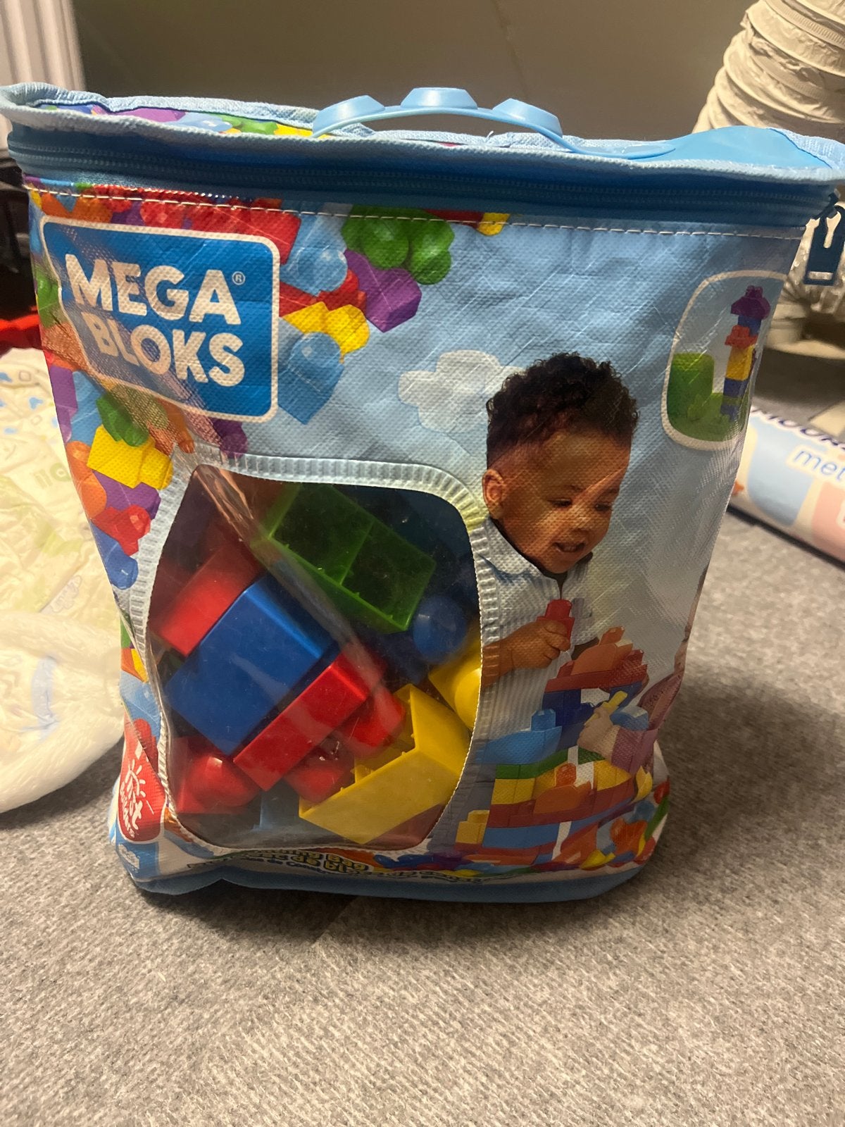 Mega Bloks First Builders bouwblokken in tas, Ophalen, Zo goed als nieuw, Megabloks