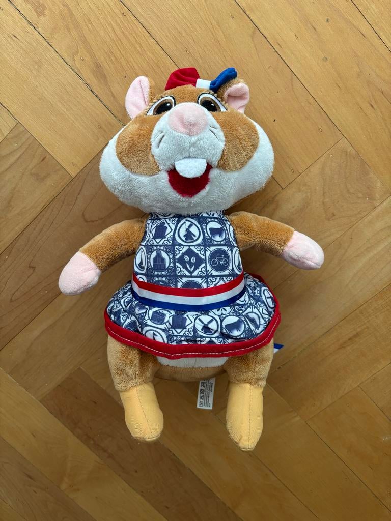 Albert Heijn Hamster knuffel Delfts Blauw jurkje klompjes!, Overige merken, Overige karakters, Hamster, Ophalen of Verzenden