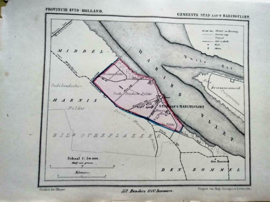 174/ Stad aan t,Haringvliet /Brienenspolder Litho  Kuyper ZH, Ophalen of Verzenden