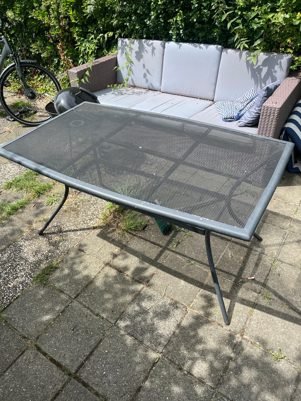 Metalen tuintafel, rechthoekig, gebruikt, Tuin en Terras, Ophalen, Gebruikt, Rechthoekig, Metaal