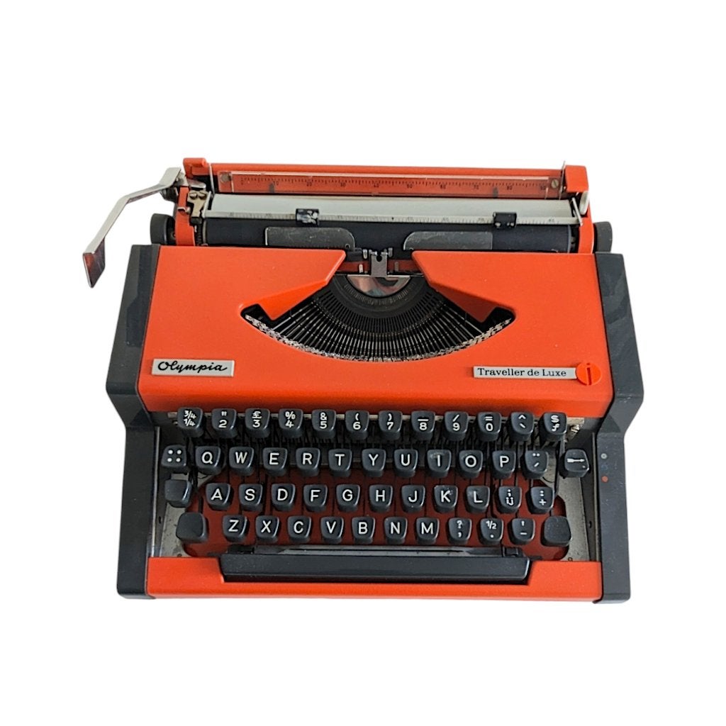 Typemachine Olympia Traveller oranje - gereviseerd, Ophalen, Zo goed als nieuw