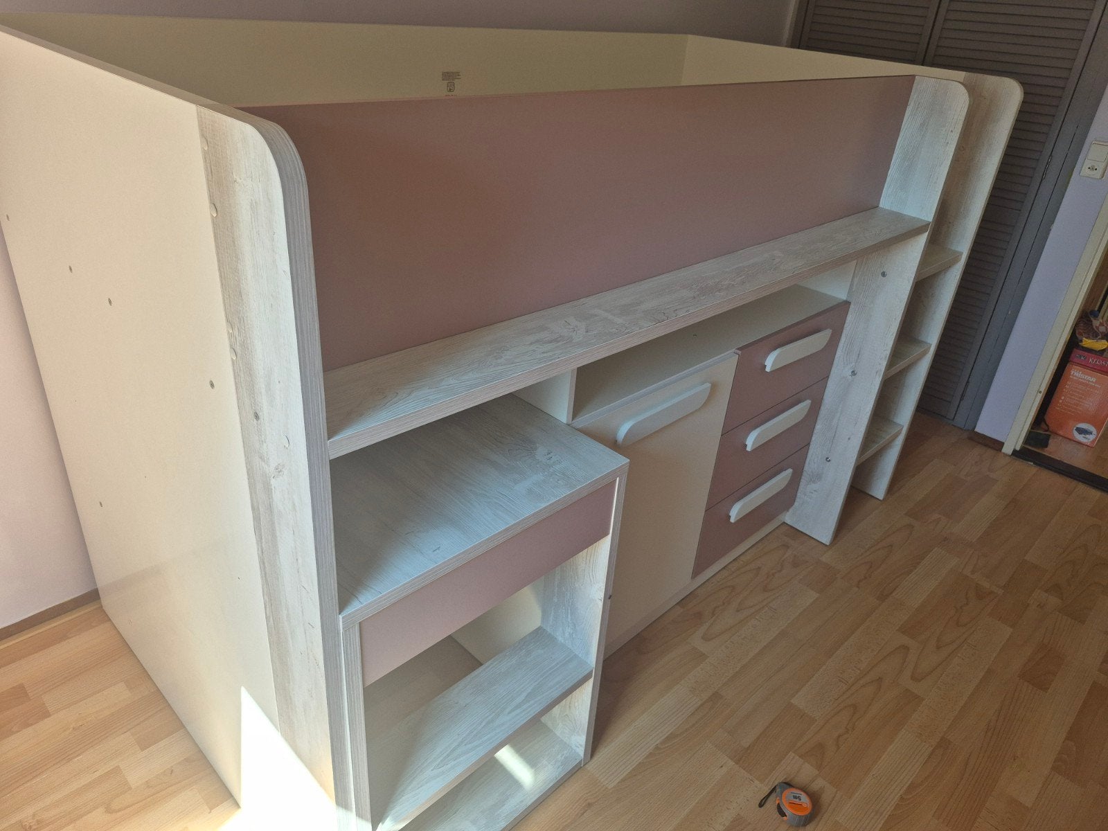 Yolo halfhoogslaper met bureau en kast, Ophalen, 85 tot 100 cm, Gebruikt, Hoogslaper of Stapelbed