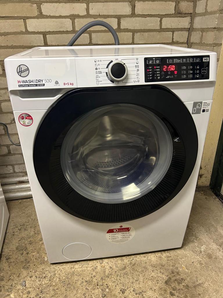 Hoover H-WASH&DRY 500 Wasmachine/Droger 8+5 kg, Ophalen, 1200 tot 1600 toeren, Gebruikt, 8 tot 10 kg