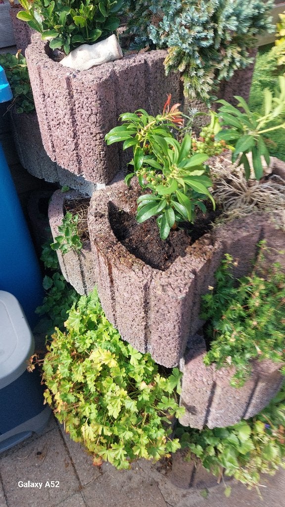 14 stapelbare beton bloembakken, Tuin en Terras, Bloembakken en Plantenbakken, Ophalen, Gebruikt, Minder dan 30 cm, Minder dan 60 cm