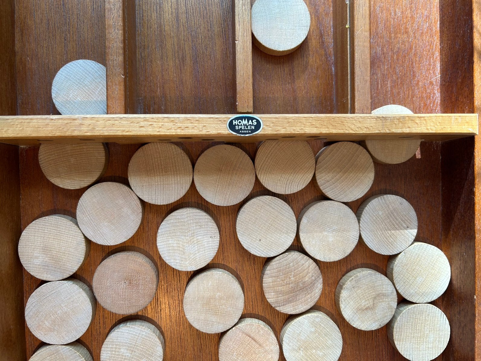 Homas Sjoelbak model 200 cm 30 stenen afsluitklep, Een of twee spelers, Ophalen, Zo goed als nieuw
