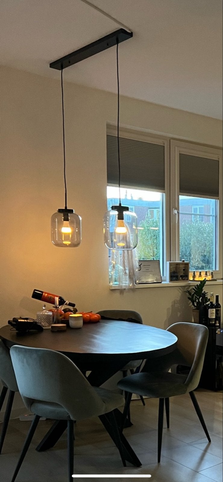 Juno eetkamerlamp Karwei - Zwart met rookglas, Ophalen, Zo goed als nieuw, Metaal, E27 (groot)