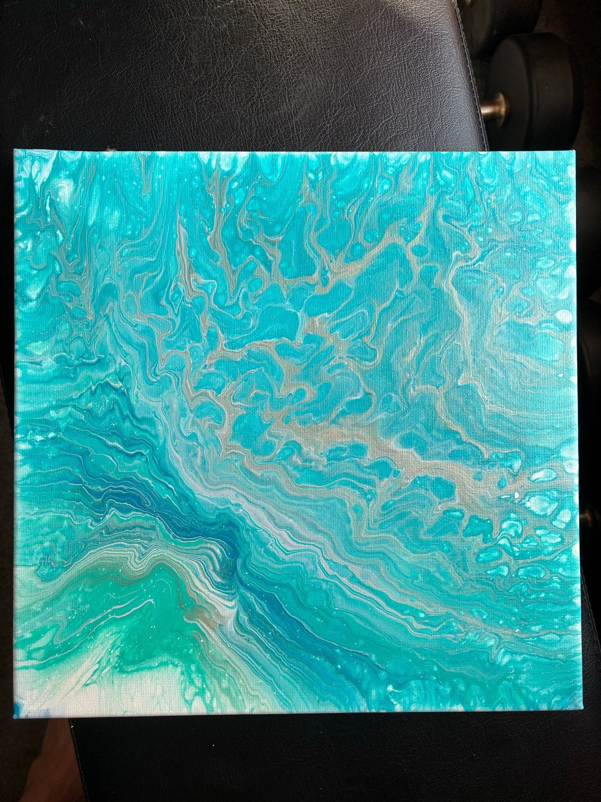 Abstract Acryllic Pouring Schilderij 30x30cm, Abstract, Acrylverf, Handgeschilderd, Ophalen of Verzenden