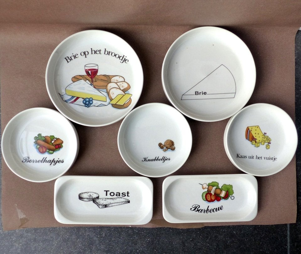 Vintage tapas set hapjes schaaltjes schalenset gourmet, Gebruikt, Vintage, Ophalen of Verzenden, Schaal of Schalen