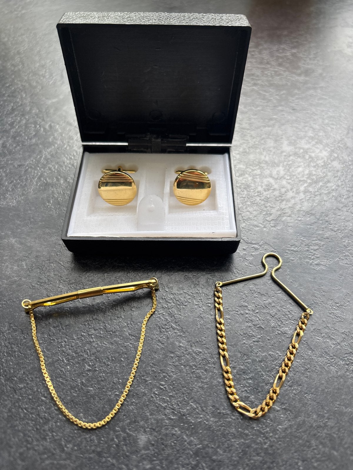 Doublé Manchetknopen en Kettingdasclips Set, Ophalen of Verzenden, Nieuw, Overige materialen, Verguld