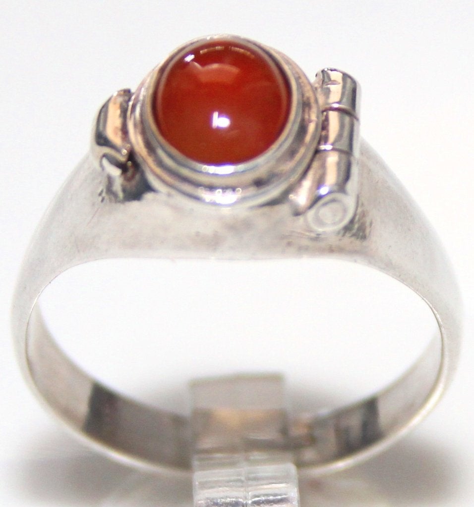 Schitterende Zilver & Cabochon Carneool Agaat Gif Ring, Ophalen of Verzenden, Zilver, Ring, Met edelsteen