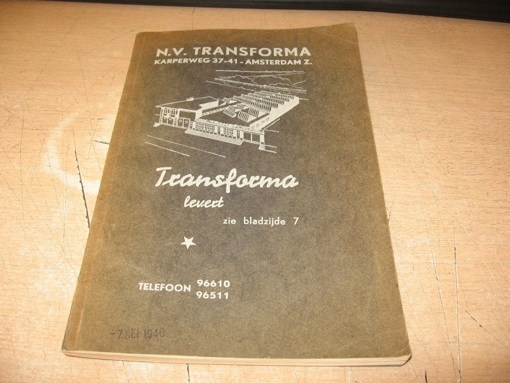 N.V.Transforma   Amsterdam Z.   Transformatoren enz. 1939, Ophalen of Verzenden, Gelezen, Catalogus