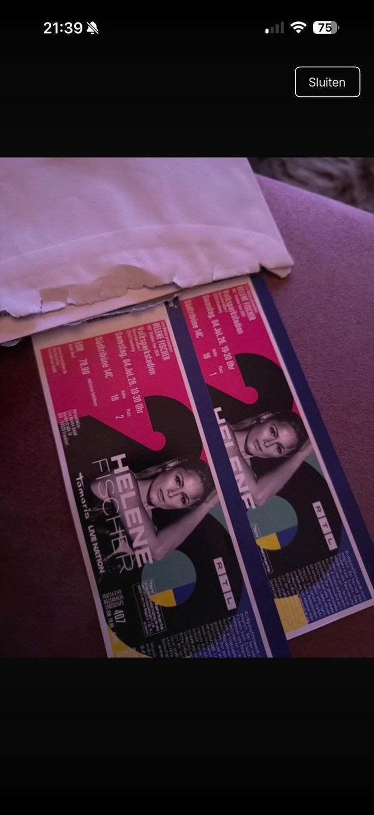 2 kaartjes helene fischer, Twee personen, Juli