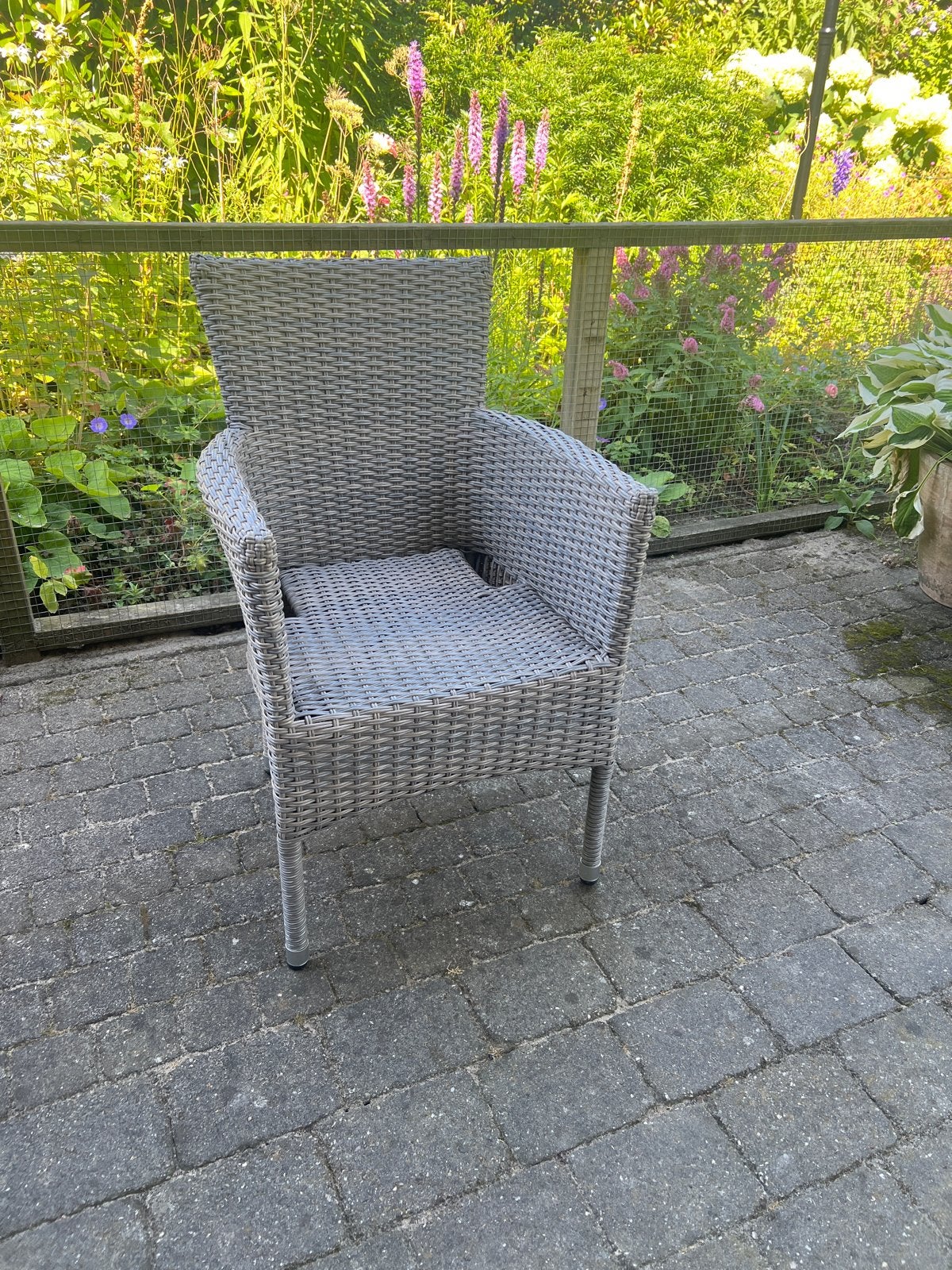 Wicker tuinstoel - Grijs, Ophalen, Gebruikt, Wicker