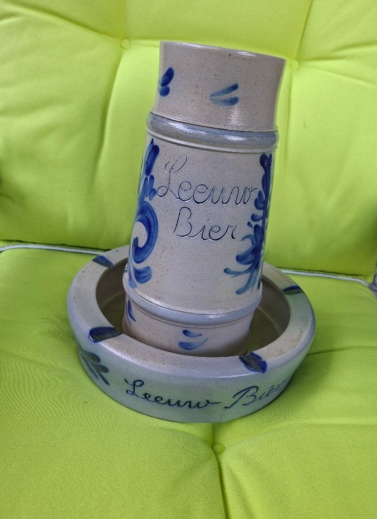 Grote Leeuw bier keuls aardewerk kan en asbak, Verzamelen, Biermerken, Ophalen of Verzenden, Zo goed als nieuw, Overige typen