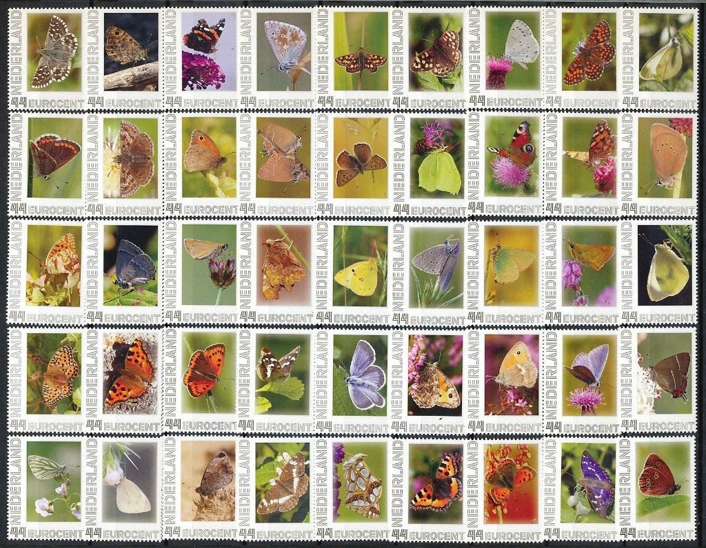 Nederland Complete Serie: Vlinders in Nederland (62 stuks), Ophalen of Verzenden, Na 1940, Postfris