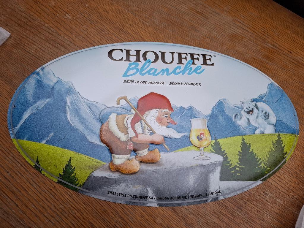 Reclamebord La Chouffe Blanche, Ophalen of Verzenden, Nieuw, Reclamebord, Plaat of Schild, Overige merken