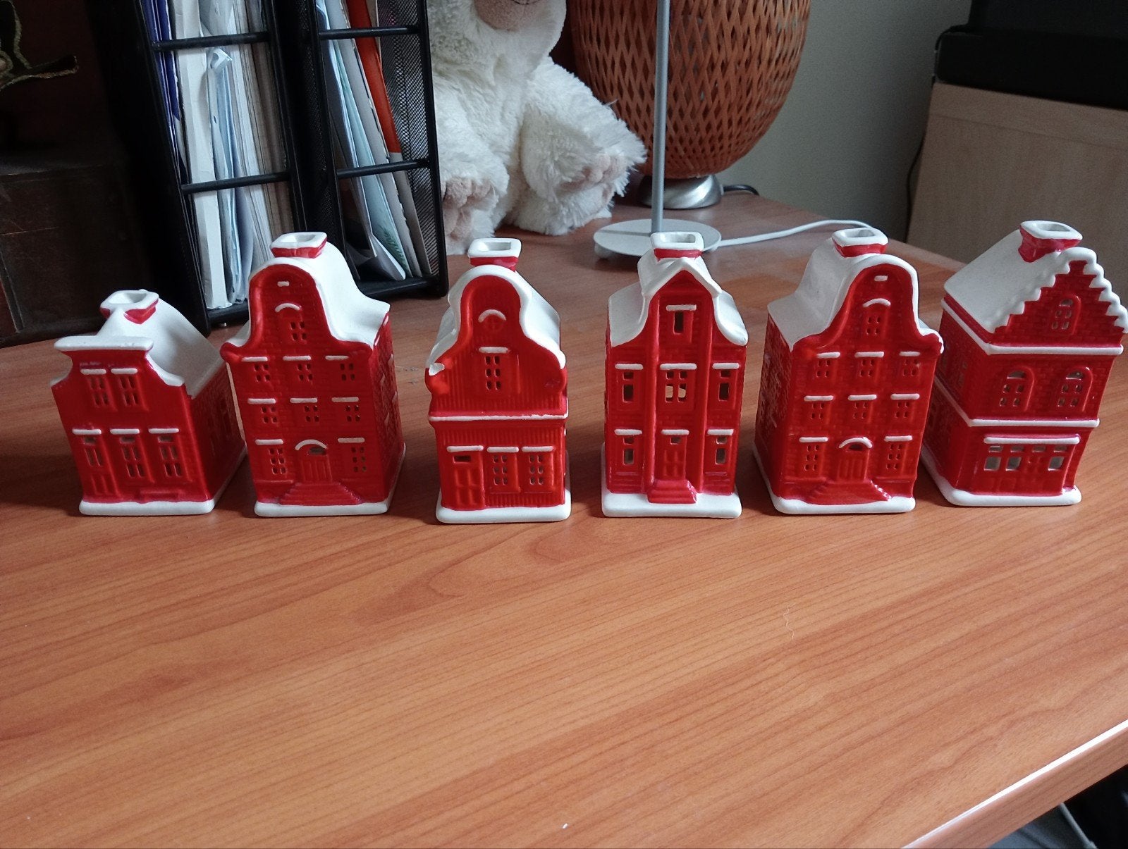 Set van 6 stuks Hollandse huisjes Postcodeloterij, Gebruikt, Overige merken, Waxinelichthouder, Ophalen of Verzenden