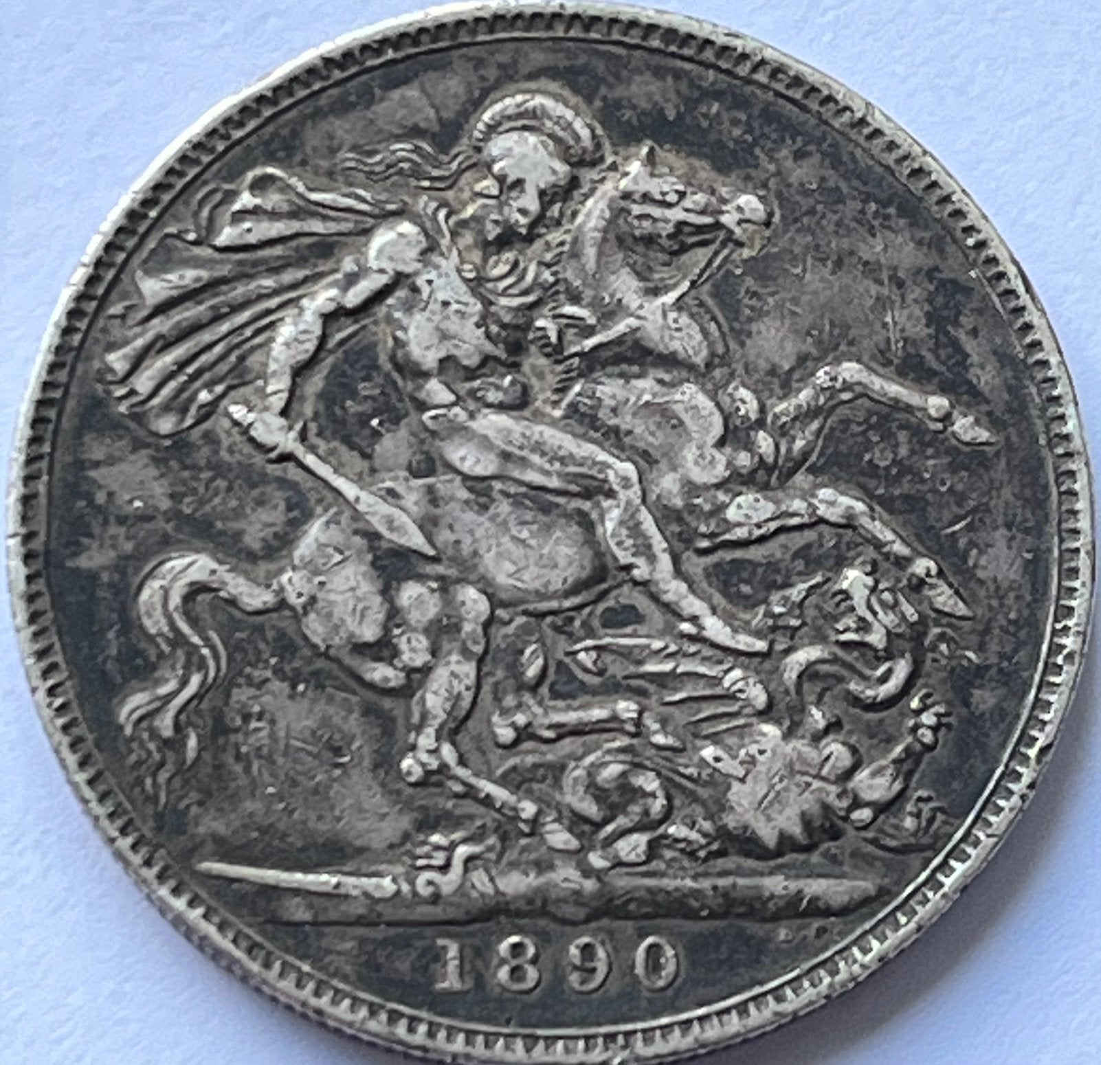 Groot-Brittannië zilveren crown 1890, Postzegels en Munten, Ophalen of Verzenden, Overige landen, Losse munt, Zilver