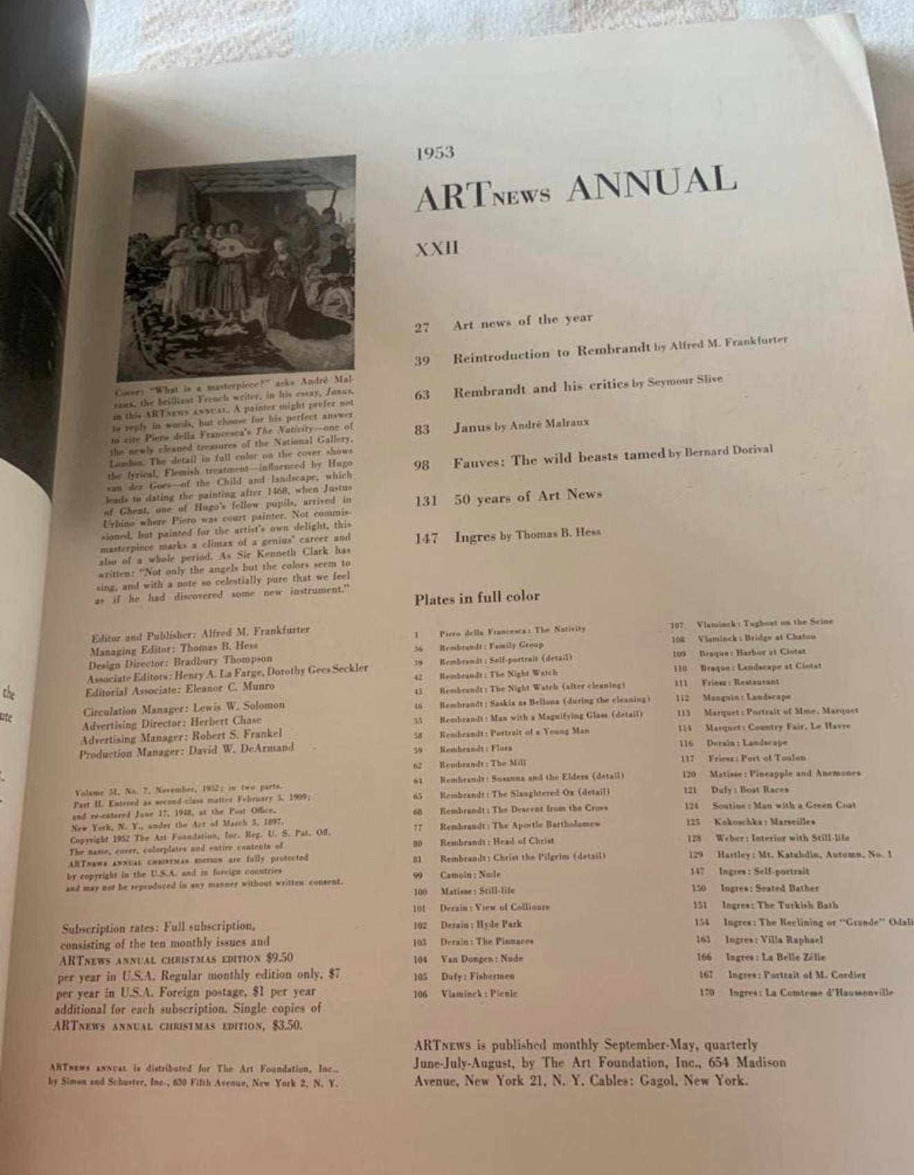 Zeldzaam Kunst nieuws boek - ART NEWS ANNUAL - XXII 1953 "53, Ophalen of Verzenden, Gelezen
