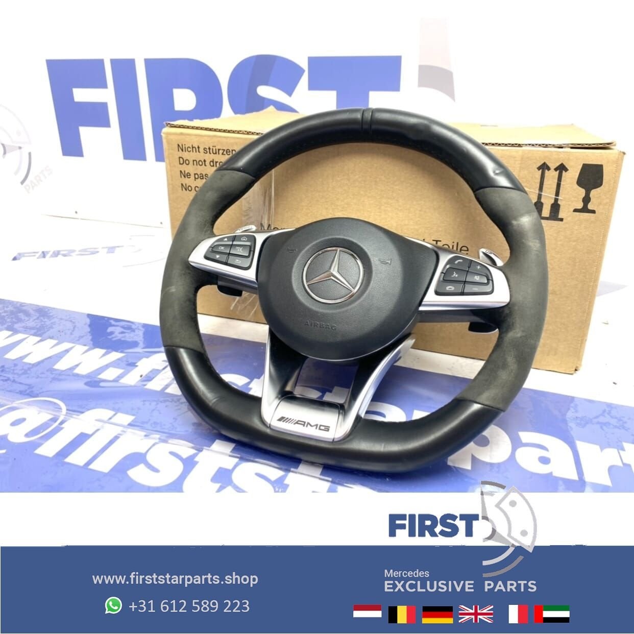 W205 C63 AMG STUUR + AIRBAG C KLASSE 63 2014-2018 origineel, Gebruikt, -, Ophalen of Verzenden, -