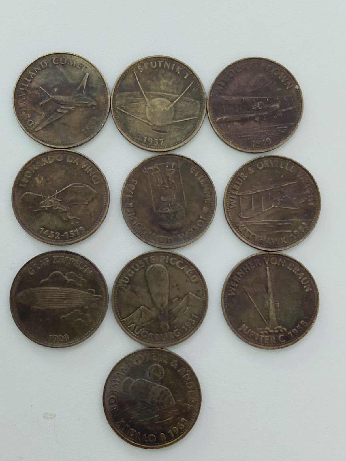 Set van 10 historische luchtvaart munten - Shell, Ophalen of Verzenden