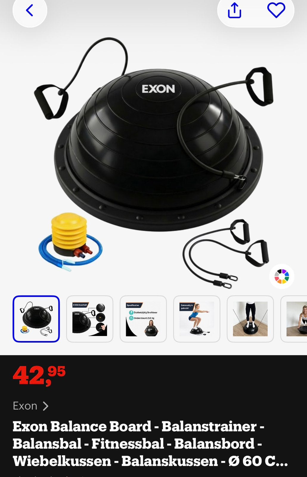 Balansbal/ bosu bal, Ophalen, Zo goed als nieuw, Fitnessbal