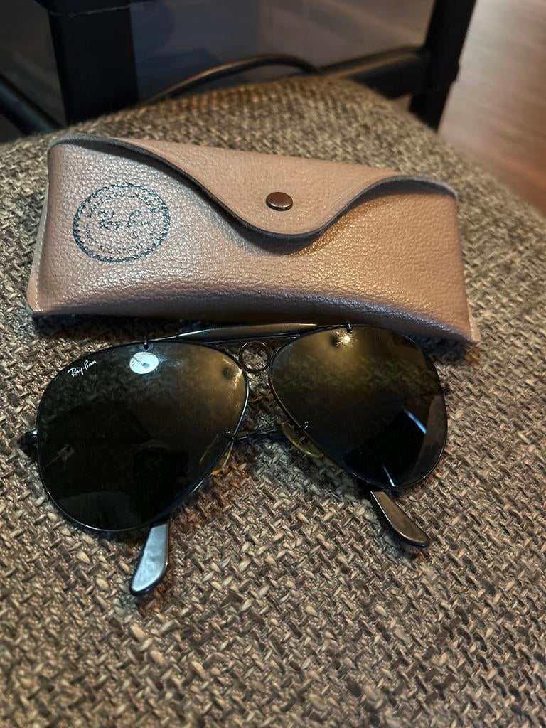 Vintage B&L USA Ray-Ban shooter Zonnebril met Hoesje, Gebruikt, Zonnebril, Zwart, Ophalen of Verzenden