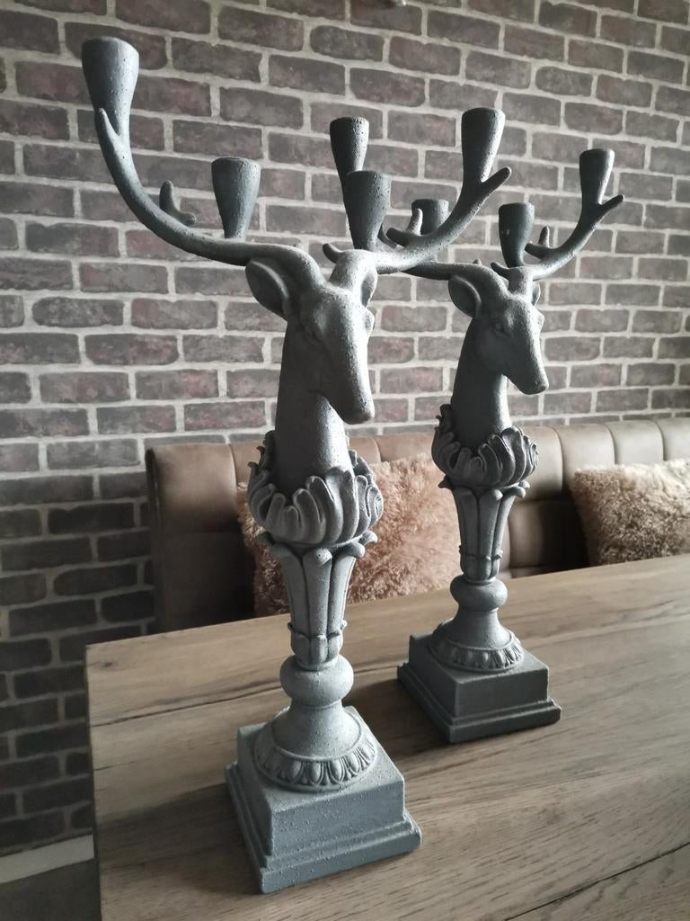 2x Betonlook kandelaars, Ophalen, Zo goed als nieuw, Overige materialen
