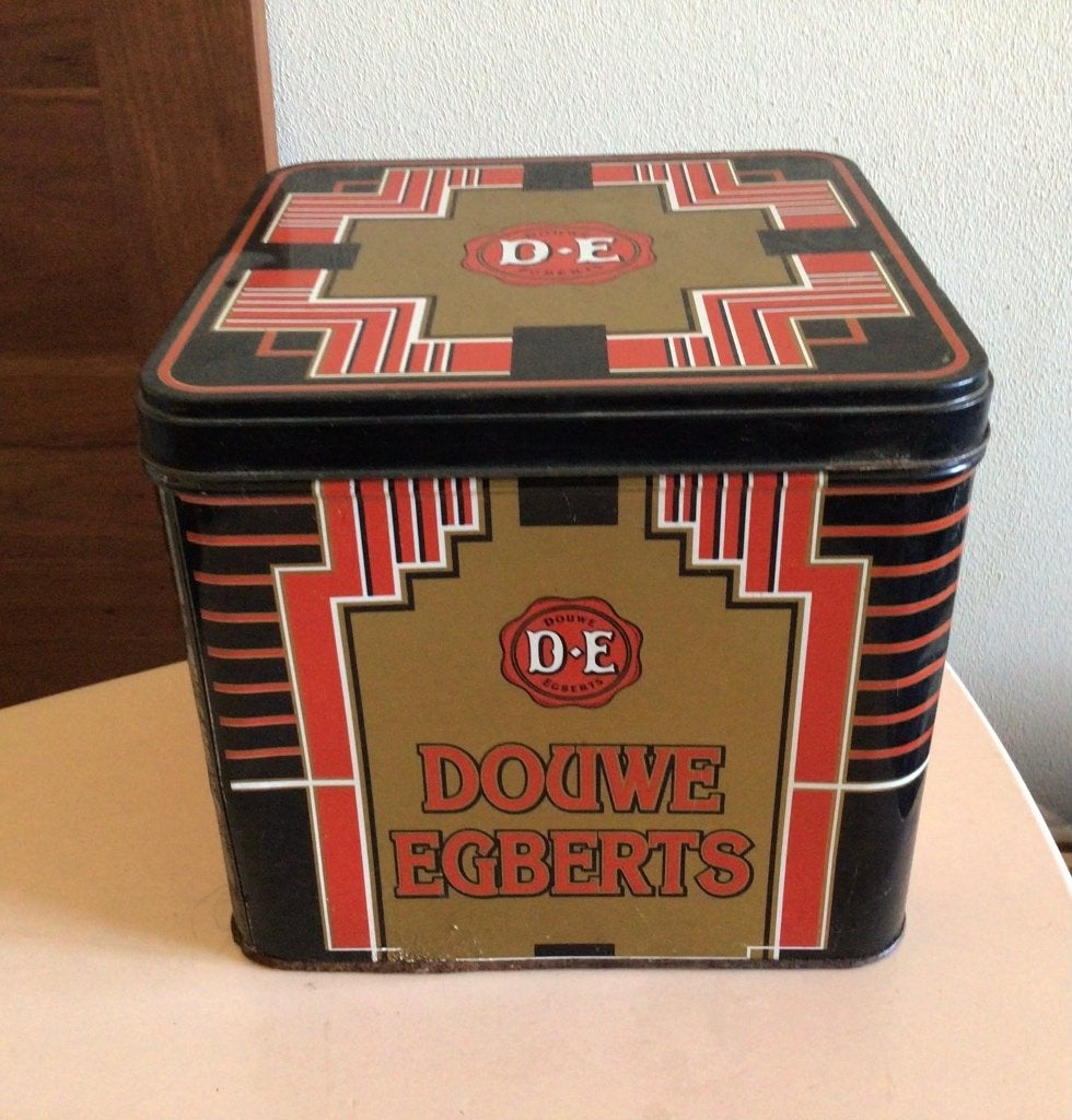 Douwe Egberts blik, 24x24x22cm, Ophalen of Verzenden, Gebruikt, Koffie, Douwe Egberts
