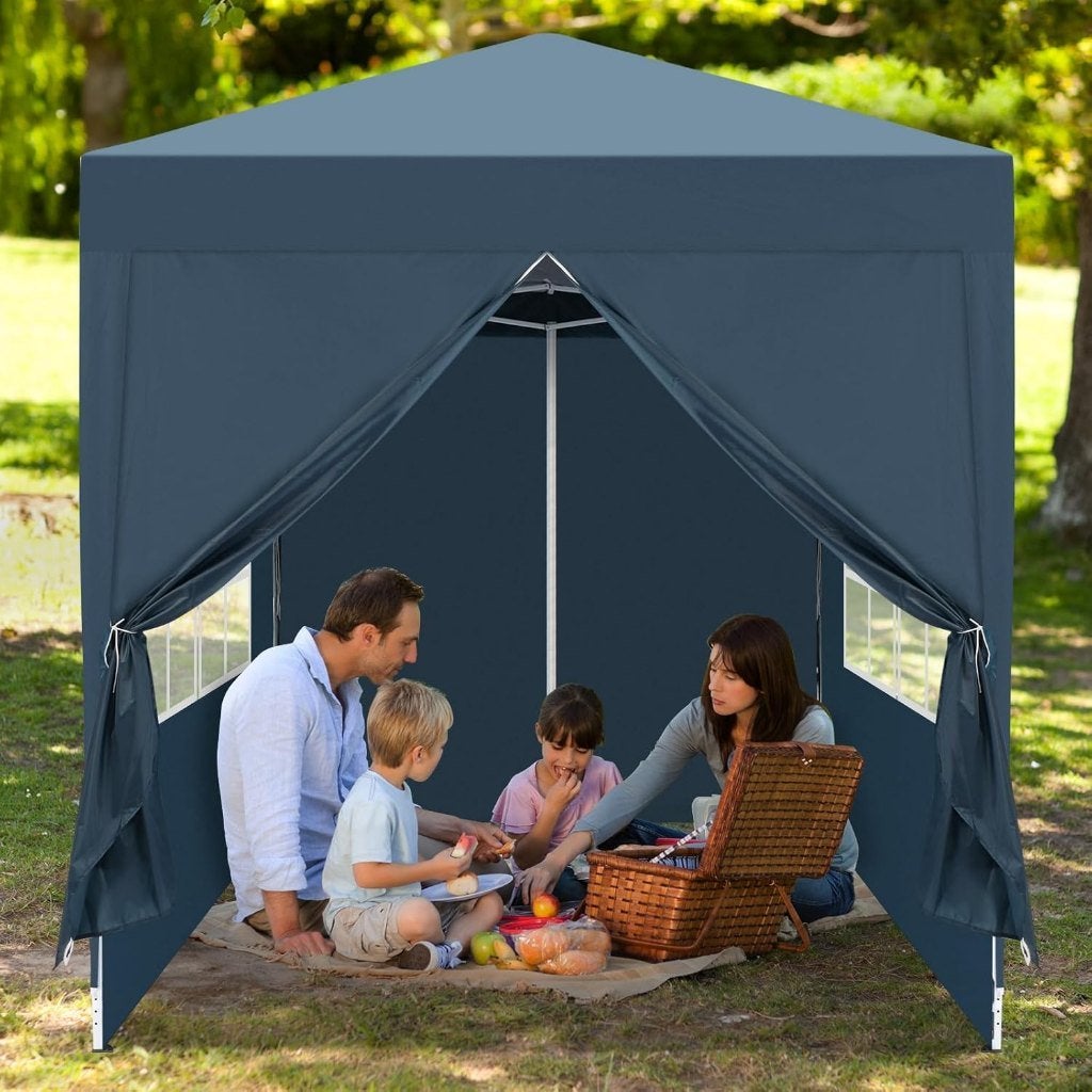 Sterke Easy-Up Familie Vouwtent 2x2m Gehard Staal.Blauw, Tuin en Terras, Partytenten, Ophalen of Verzenden, Nieuw, Minder dan 5 meter