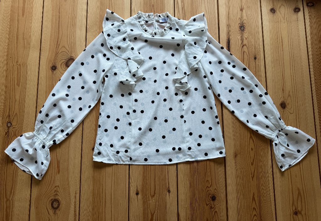 Loavies blouse - Wit Zwart Stippen - Maat Small / maat 36, Wit, Ophalen of Verzenden, Maat 36 (S), Loavies