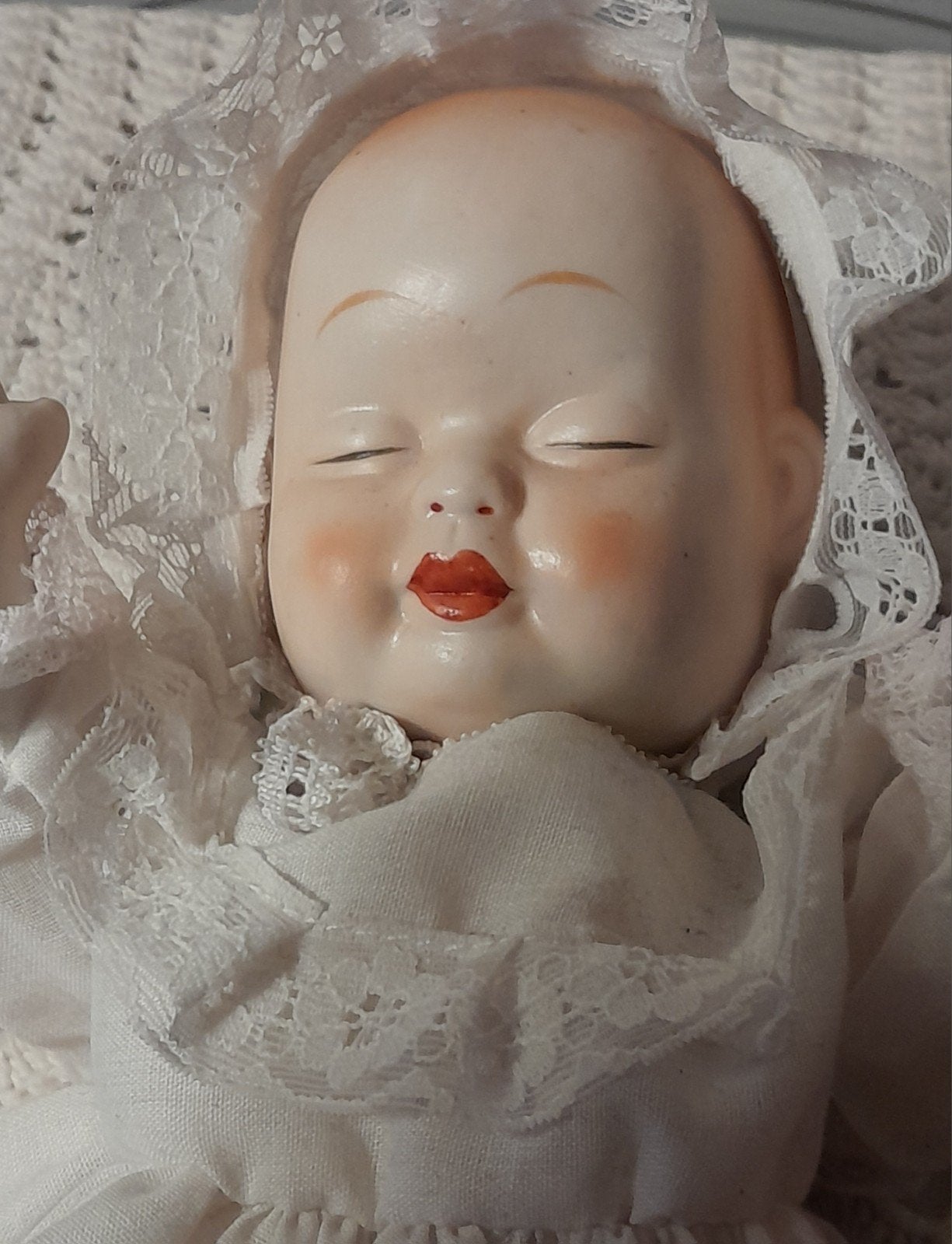 Antiek popje babypopje twee gezichtjes - 28 cm, Verzenden
