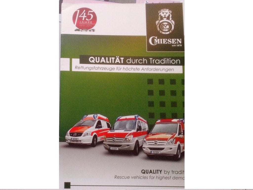 16x Mercedes Ambulance brochures folders Miesen Binz Sulam, Ophalen of Verzenden, Zo goed als nieuw, Mercedes