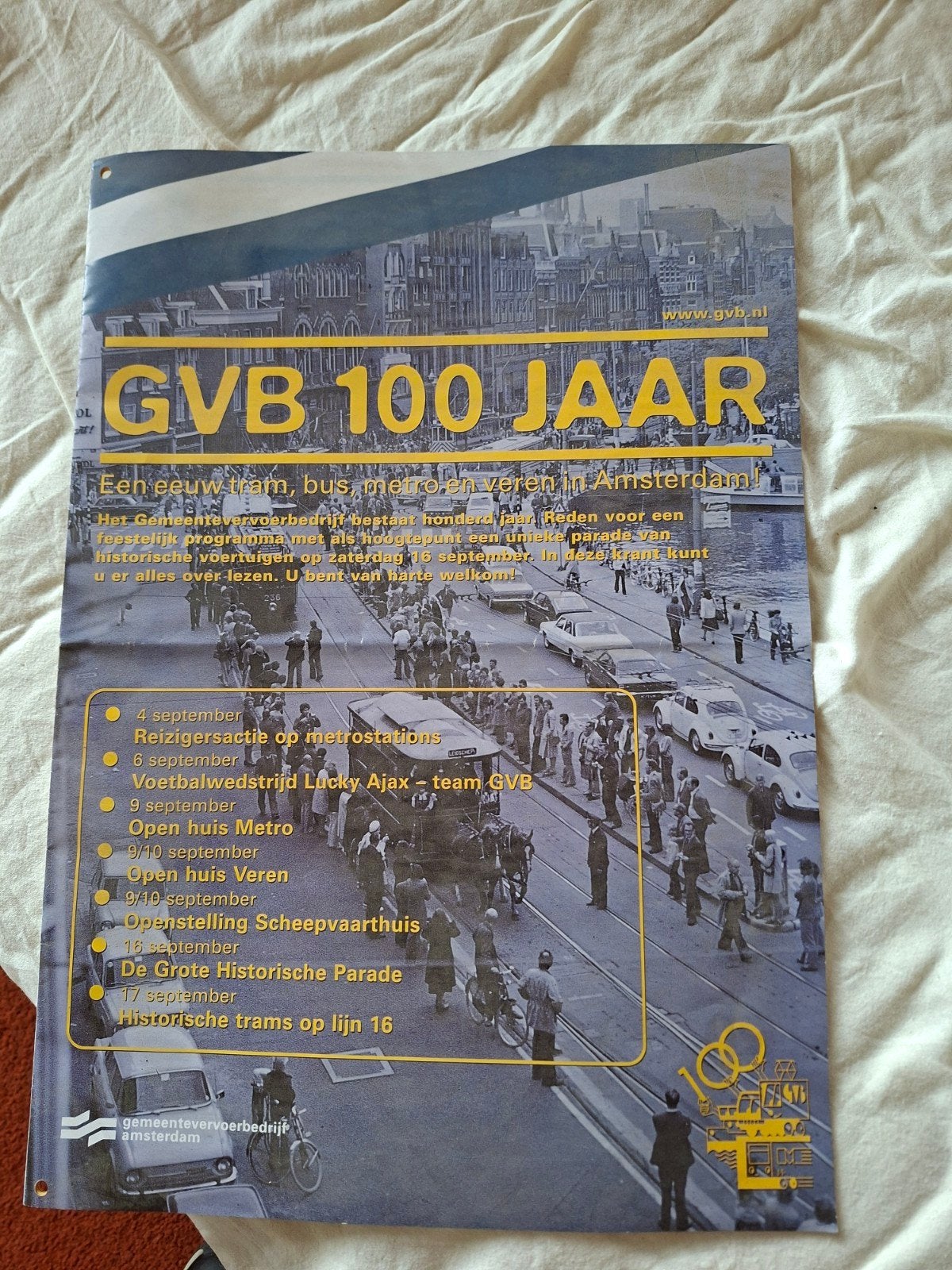 GVB 100 Jaar Jubileum Krant en Knipsel, Verzamelen, Ophalen of Verzenden, 1980 tot heden, Nederland, Krant