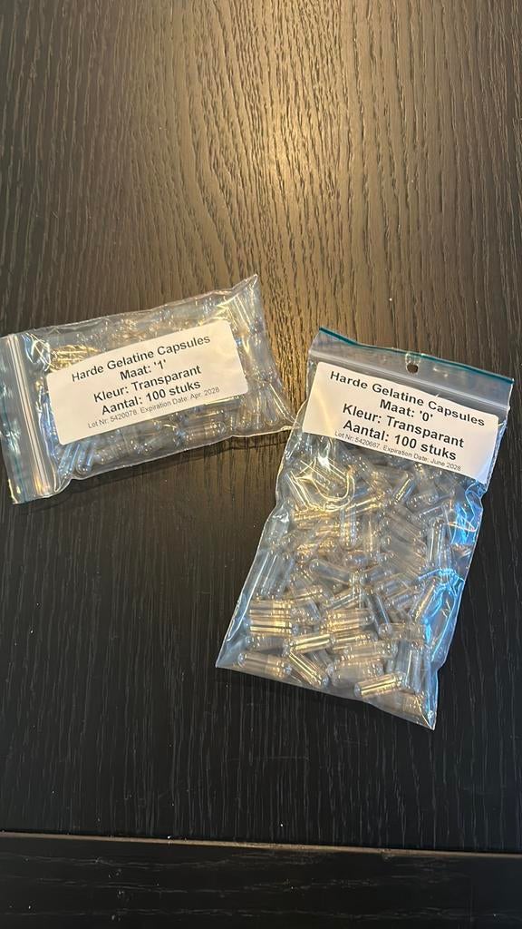Gelatine capsules maat 1 en 0 (+/- 96 st), Ophalen of Verzenden, Zo goed als nieuw