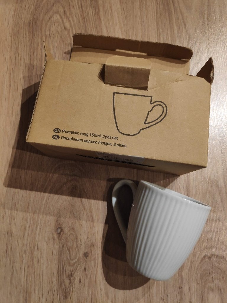 Porseleinen Senseo mokjes set van 2 nieuw, Huis en Inrichting, Keuken | Servies, Nieuw, Ophalen of Verzenden, Effen, Kop(pen) en/of Schotel(s)