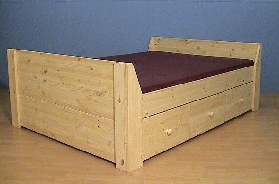 Stevige massief houten bed 3 of 6 laden, Huis en Inrichting, Slaapkamer | Bedden, Hout, Nieuw, Tweepersoons, 140 cm