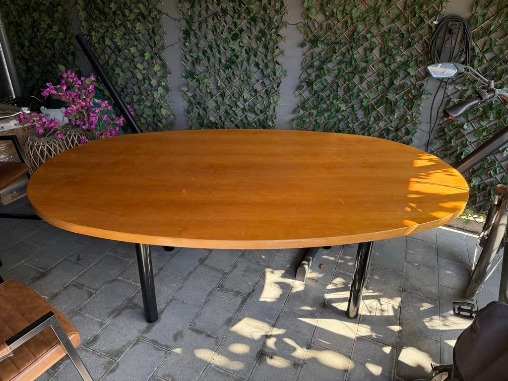 Ovale vergadertafel / eettafel, Huis en Inrichting, Tafels | Eettafels, Ophalen, Gebruikt, 100 tot 150 cm, 200 cm of meer