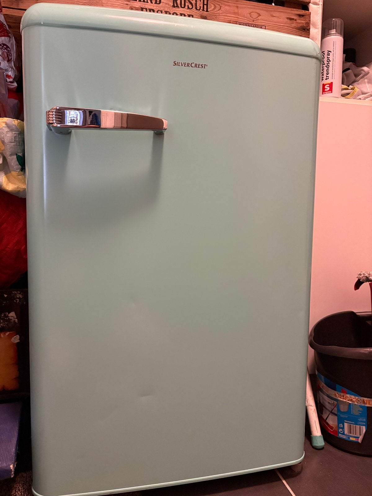 SilverCrest Koelkast - Mintgroen, Zo goed als nieuw, Zonder vriesvak, 75 tot 100 liter, Zo goed als nieuw, 45 tot 60 cm