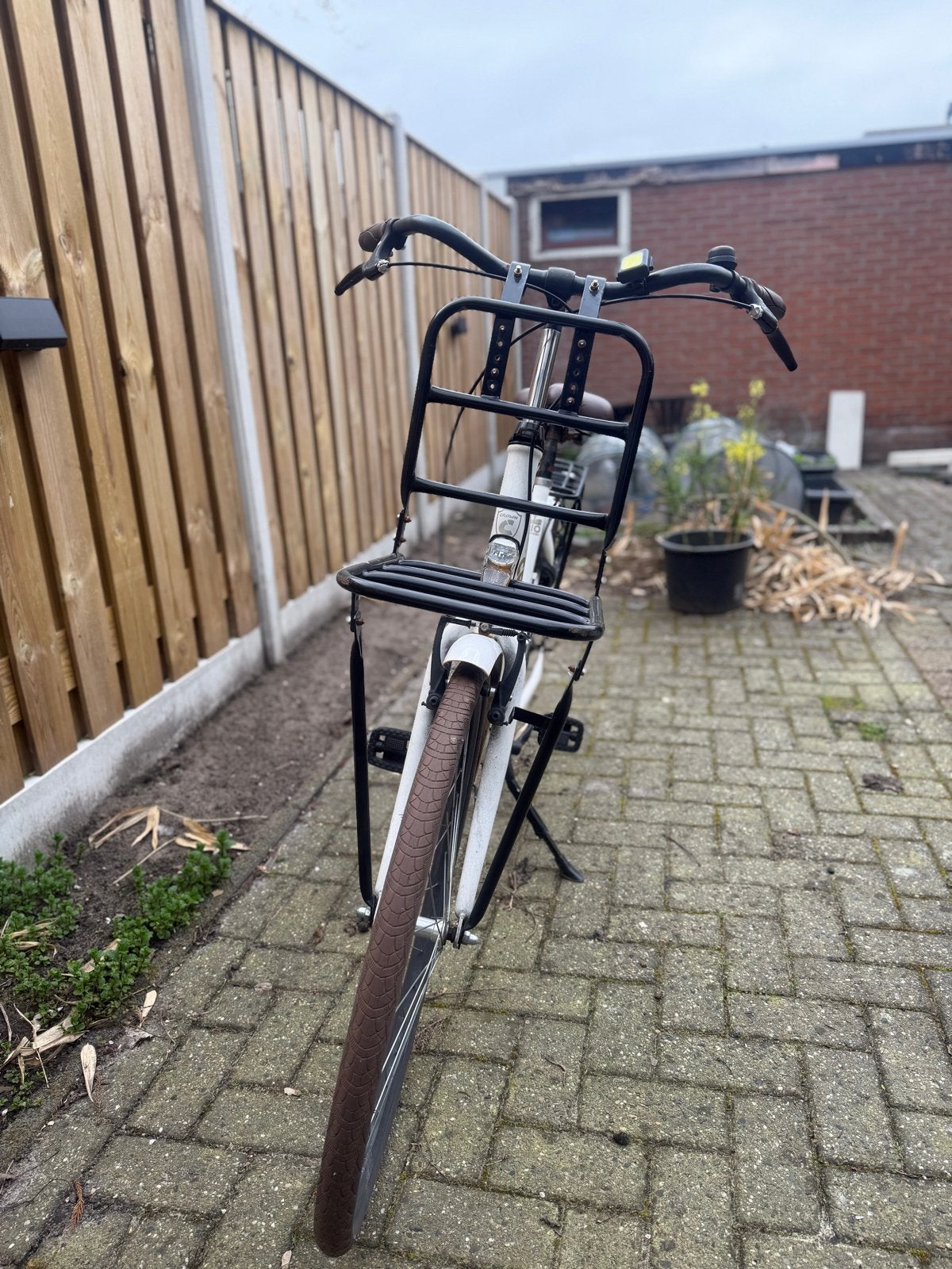 Crown Damesfiets - Wit met voordrager, Velgrem, 50 tot 53 cm, Ophalen, Overige merken