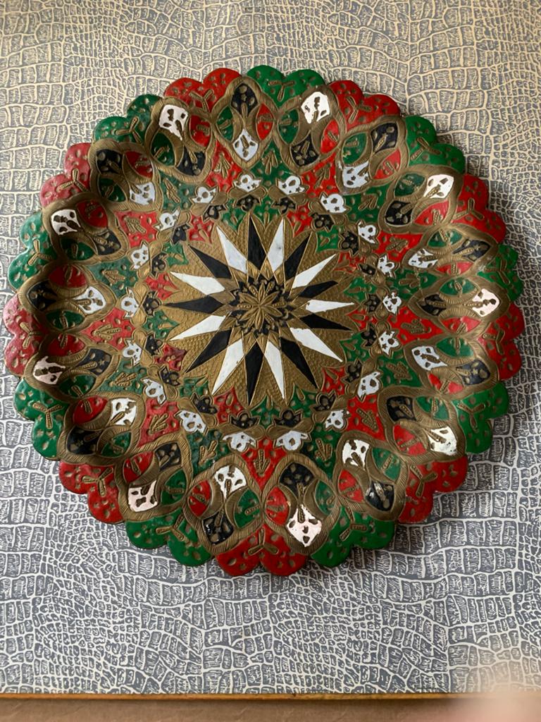 Decoratieve Oosterse Schaal - Handgeschilderd Metaal, Ophalen of Verzenden