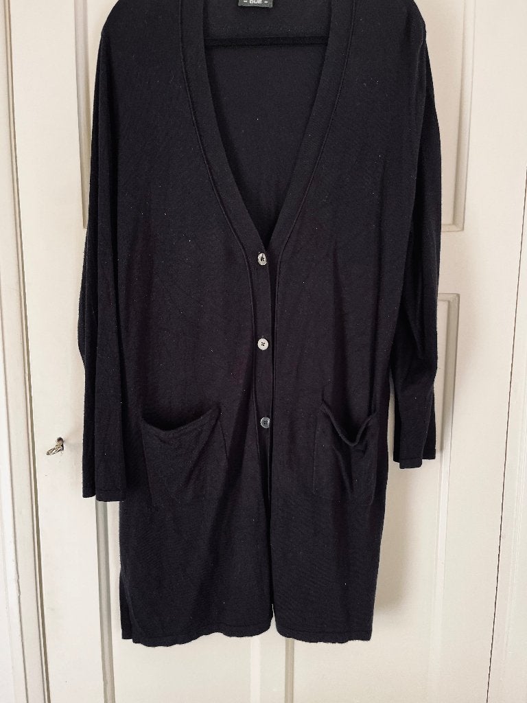 z.g.a.n Via Appia -Due- lang zwart vest 48-50 +knopen zakken, Kleding | Dames, Zwart, Trui of Vest, Ophalen of Verzenden, Zo goed als nieuw