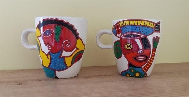 Set van 2, DE, Mosa mokken, design by Nikolai Carels, senseo, Ophalen of Verzenden, Zo goed als nieuw, Overige stijlen, Kop(pen) en/of Schotel(s)