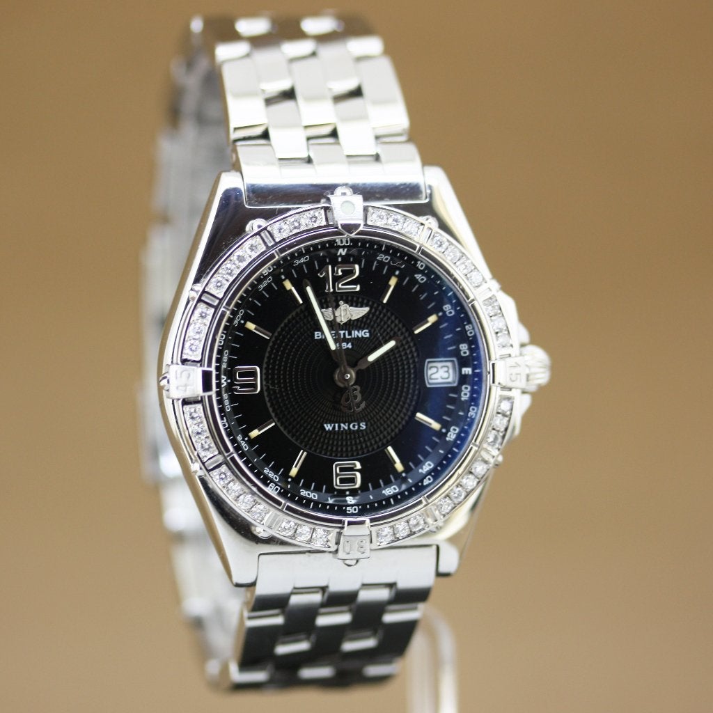 Breitling Wings 38 A10050 Diamonds, Staal, Gebruikt, Staal, Breitling