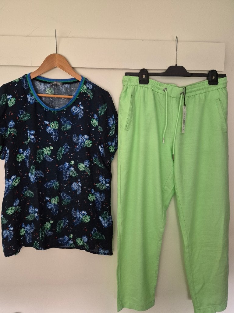 NIEUW broek deels linnen norah maat 42 44  tshirt geisha xl, Maat 42/44 (L), Nieuw, Ophalen of Verzenden, Norah