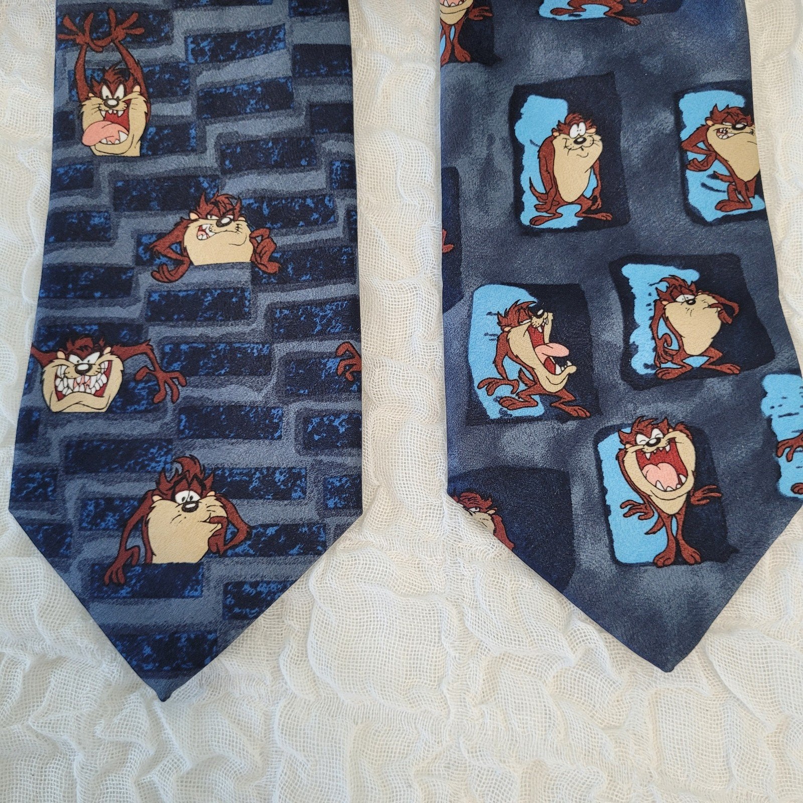 Looney Tunes stropdas x2 1998 Tasmanian Devil Warner Bros, Blauw, Nieuw, Ophalen of Verzenden, Met patroon