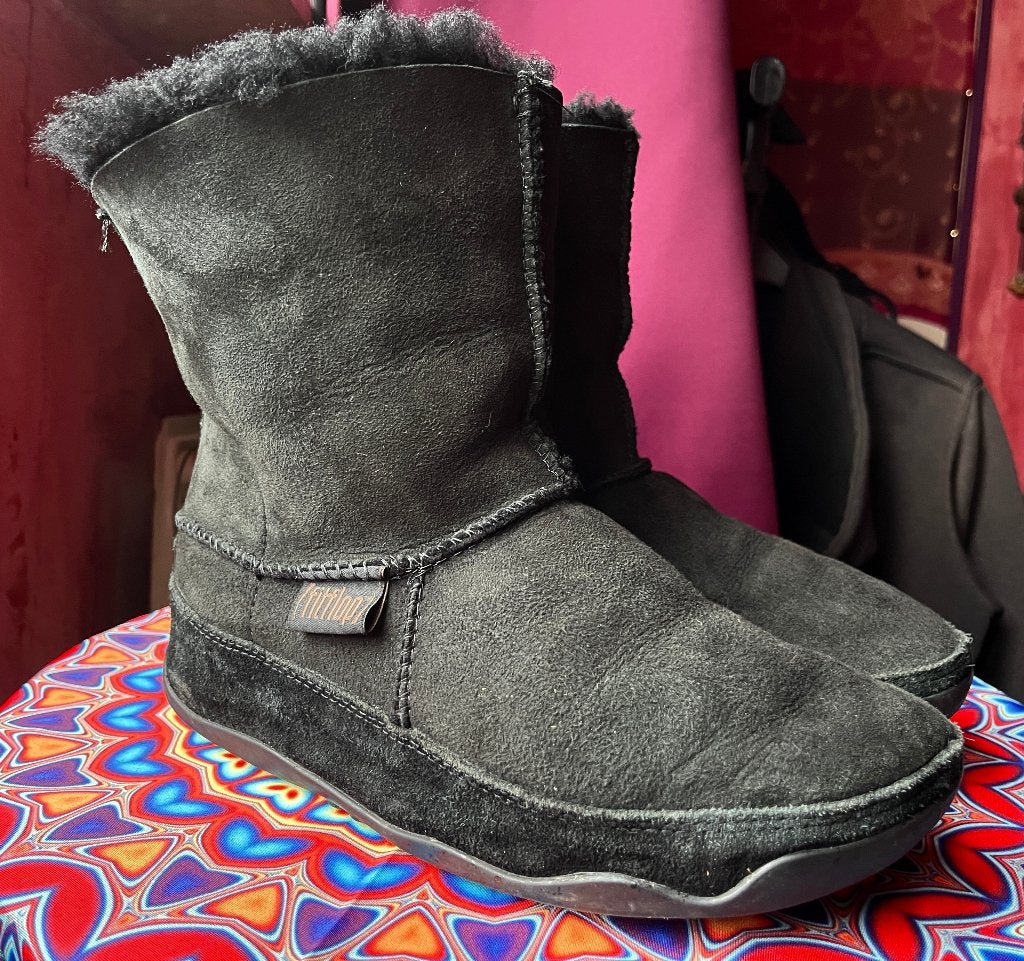 Gevoerde leren laarzen van Fitflop maat 39 nu 99,99€, Zwart, Lage of Enkellaarzen, Ophalen of Verzenden, Fitflop