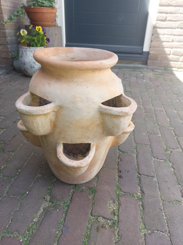 Terracotta aardbeienpot / kruidenpot, Tuin en Terras, Bloempotten, Gebruikt, Terracotta, Binnen, Balkon, Tuin, 40 tot 70 cm, Minder dan 25 cm